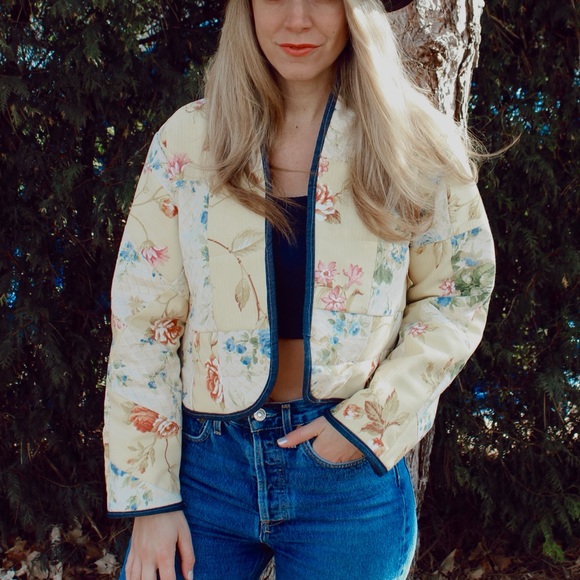 Quilted cropped spring jacket - Picture 3 of 4